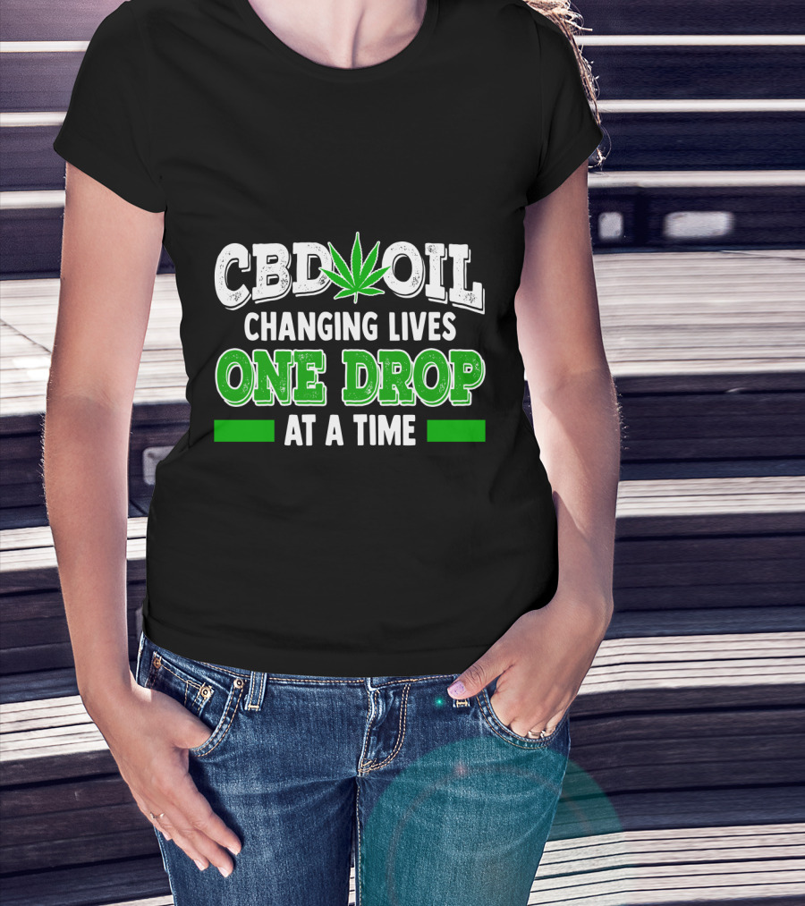 CBD Oil Changing Lives One Drop At A Time Leaf T-Shirt
