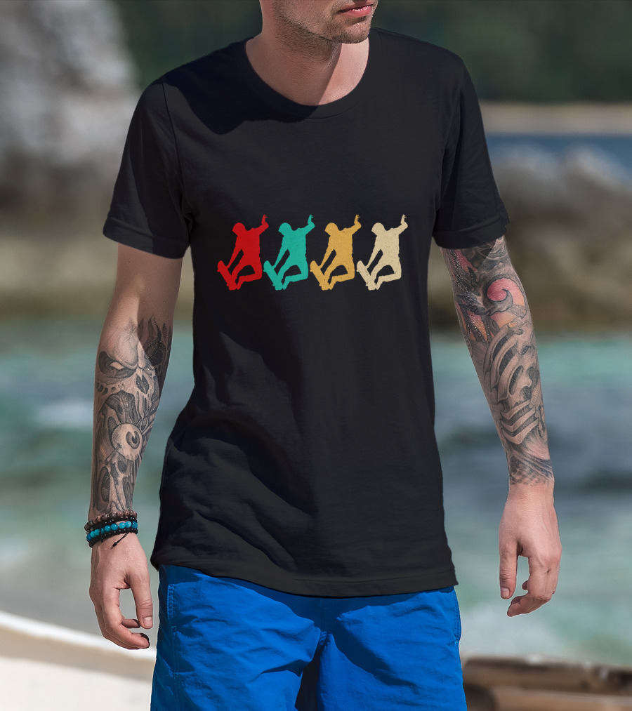 Vintage Skateboarding Silhouette Retro Colors T-Shirt