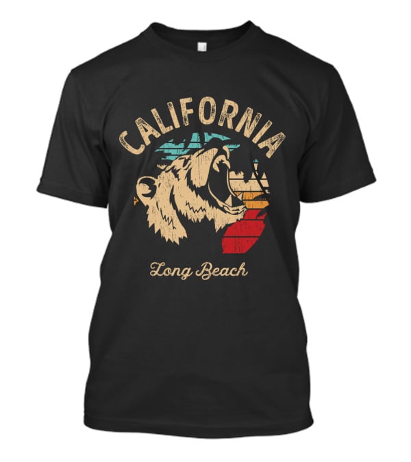 California Long Beach Bear Retro Vintage T-Shirt