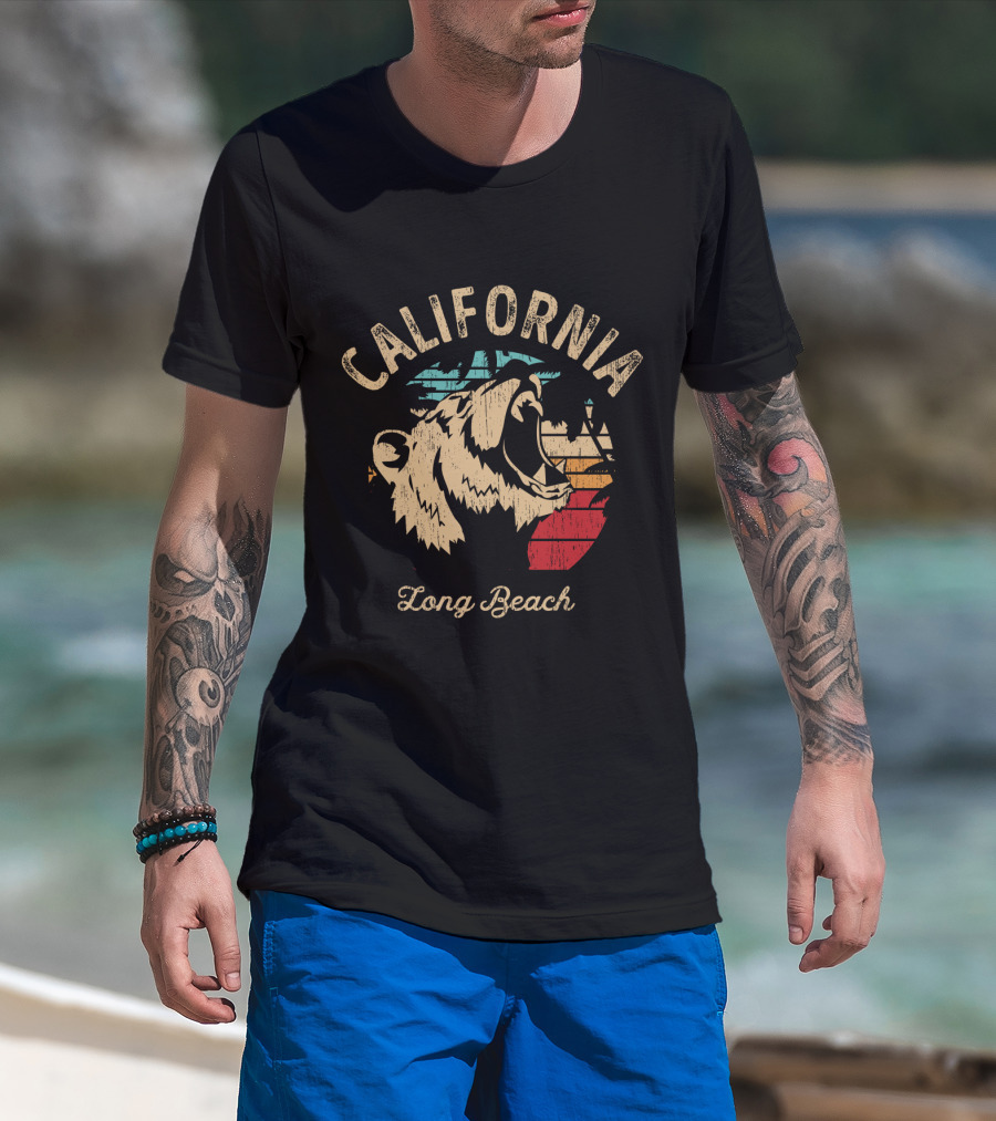 California Long Beach Bear Retro Vintage T-Shirt