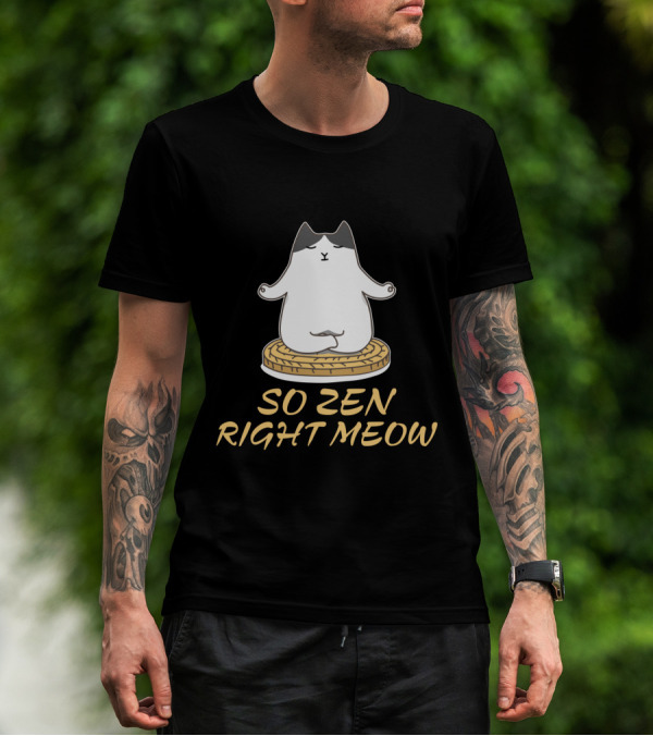 Relaxed Cat Meditating So Zen Right Meow T-Shirt