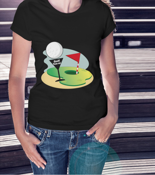 Golf Tee-ni Golf Ball Green Flag Hole T-Shirt