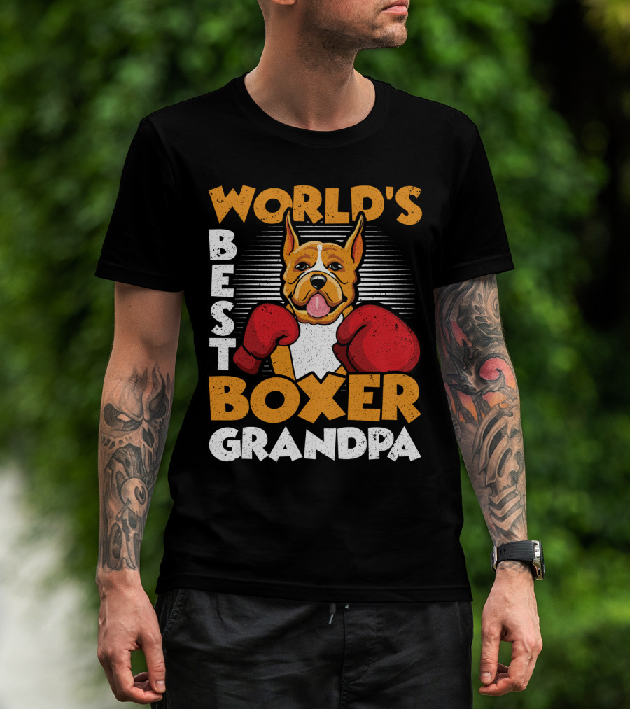 World's Best Boxer Grandpa Red Gloves Dog T-Shirt