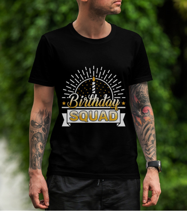 Birthday Squad Candle Celebration Banner Stars T-Shirt