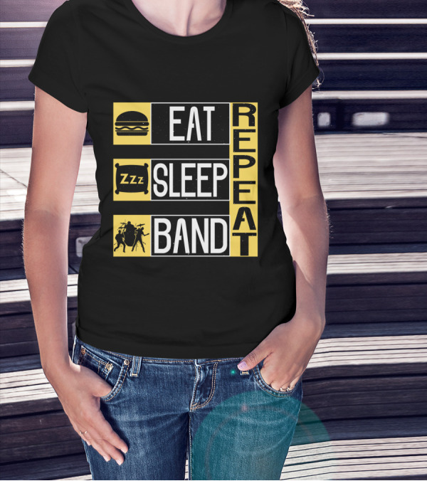 Eat Sleep Band Repeat Music Burger Pillow Icons T-Shirt