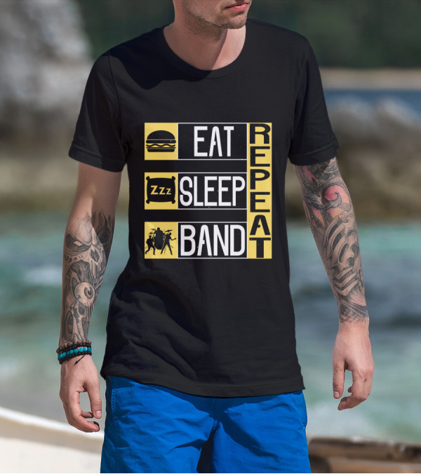 Eat Sleep Band Repeat Music Burger Pillow Icons T-Shirt