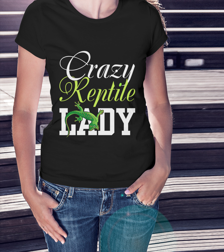 Crazy Reptile Lady Green Gecko T-Shirt