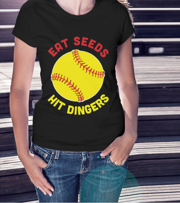 Eat Seeds Hit Dingers Softball Yellow T-Shirt