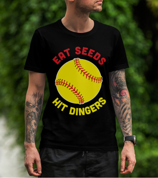 Eat Seeds Hit Dingers Softball Yellow T-Shirt