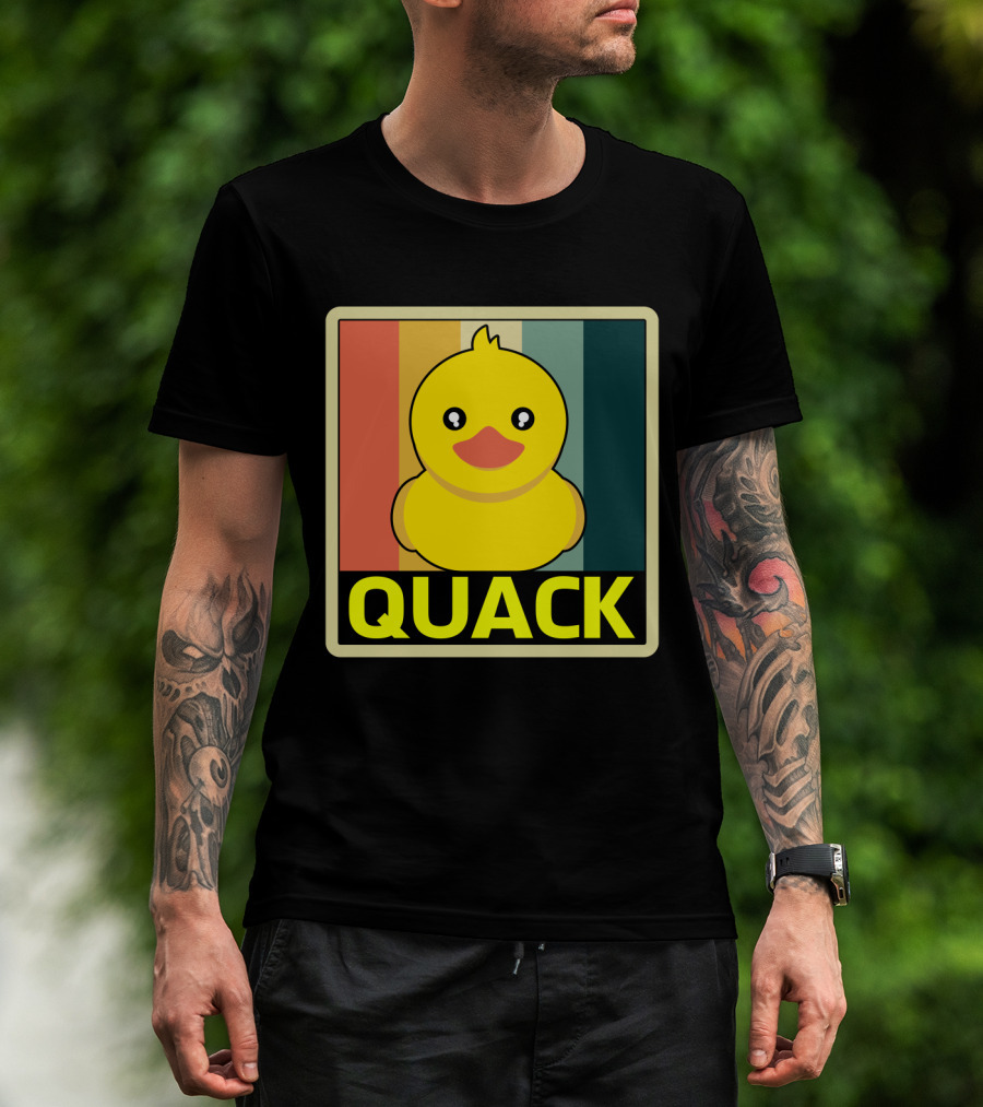 Vintage Rubber Duck Quack Retro Stripes T-Shirt