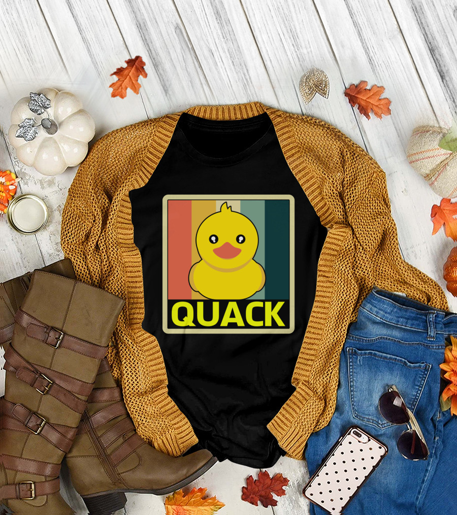 Vintage Rubber Duck Quack Retro Stripes T-Shirt