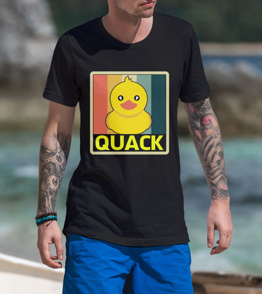 Vintage Rubber Duck Quack Retro Stripes T-Shirt
