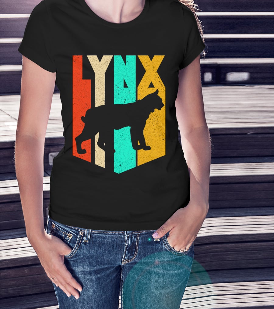 LYNX Retro Wildlife Silhouette Typography T-Shirt