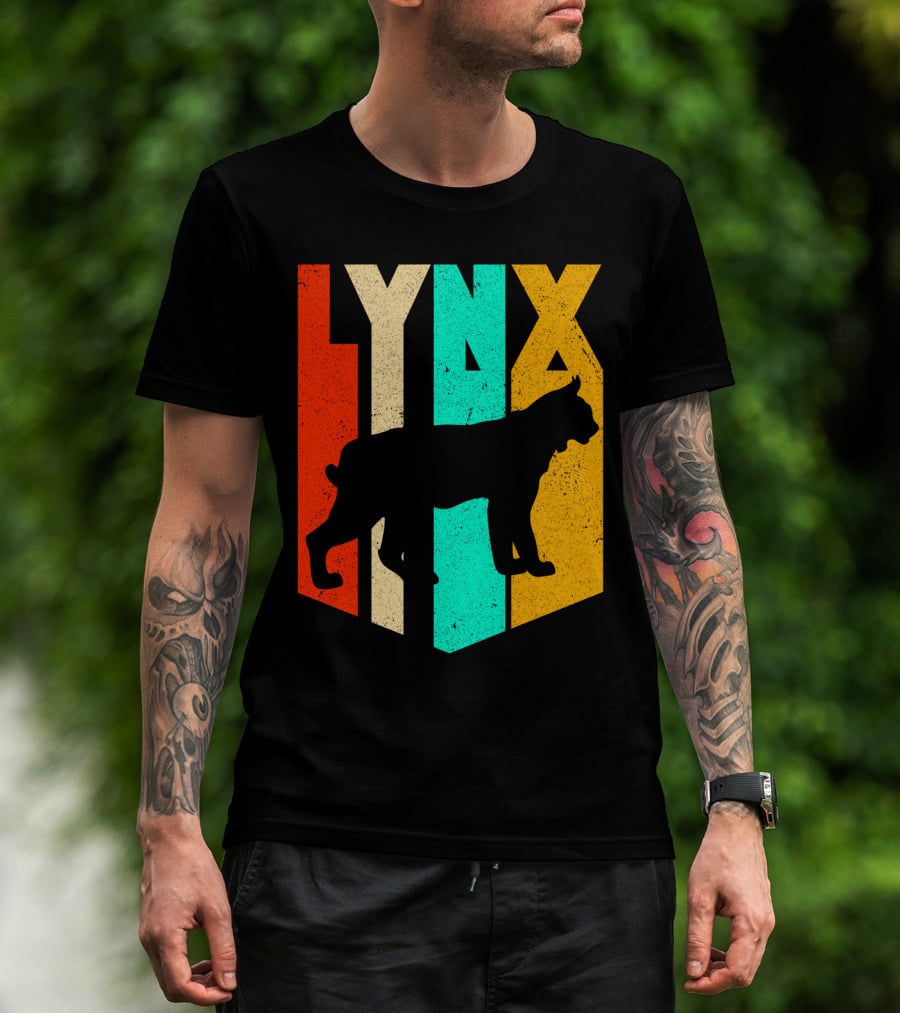 LYNX Retro Wildlife Silhouette Typography T-Shirt