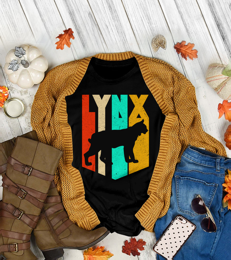 LYNX Retro Wildlife Silhouette Typography T-Shirt