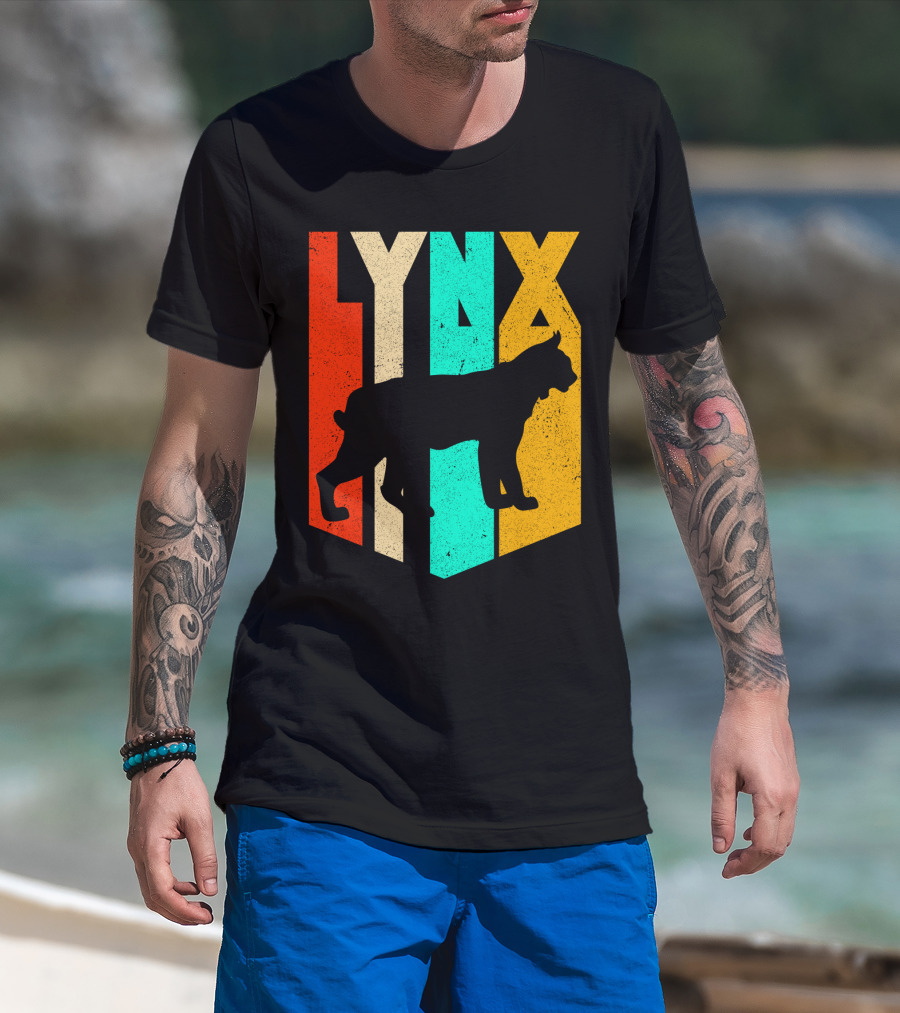 LYNX Retro Wildlife Silhouette Typography T-Shirt