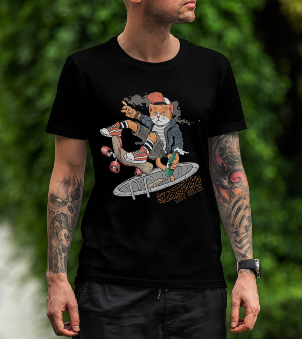 Cat Skateboard Not Dead T-Shirt