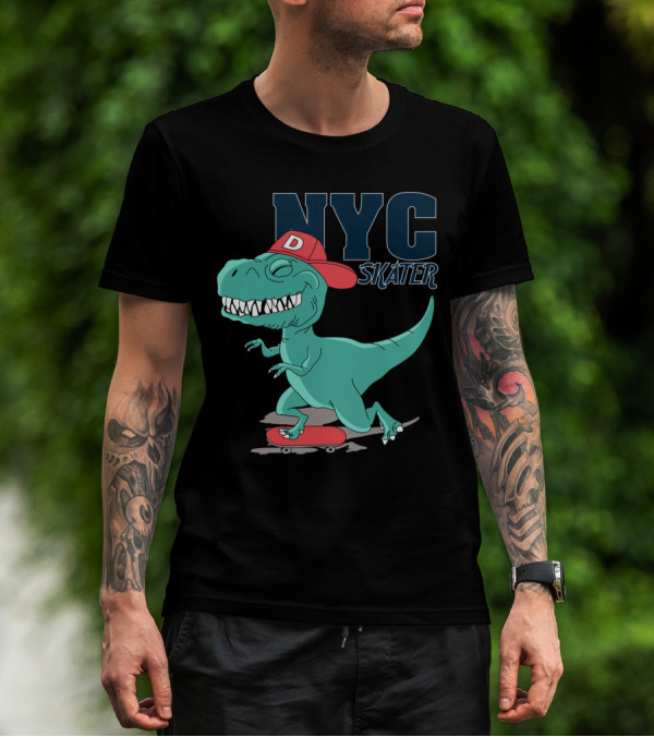 NYC Skater Dinosaur With Red Cap T-Shirt