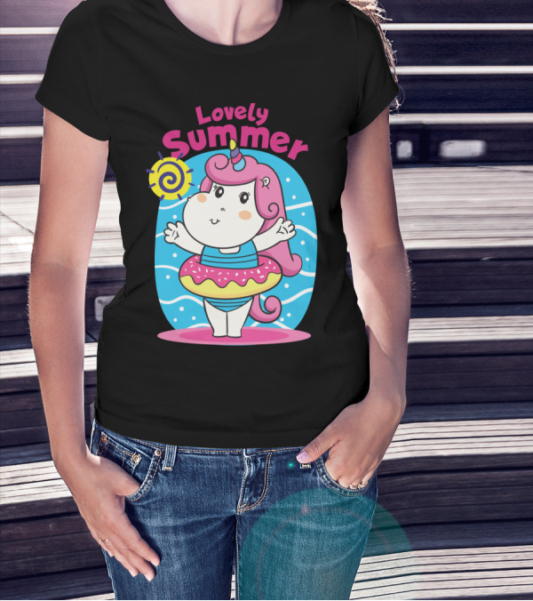 Lovely Summer Cute Unicorn Inflatable Swim Fun T-Shirt