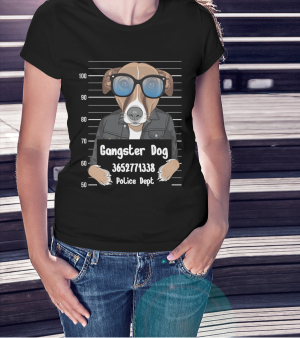 Gangster Dog 3652771338 Police Dept Mugshot T-Shirt