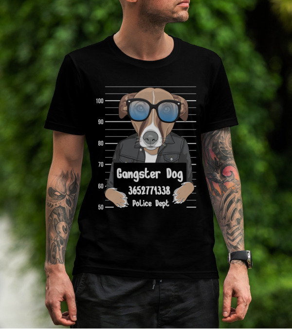 Gangster Dog 3652771338 Police Dept Mugshot T-Shirt