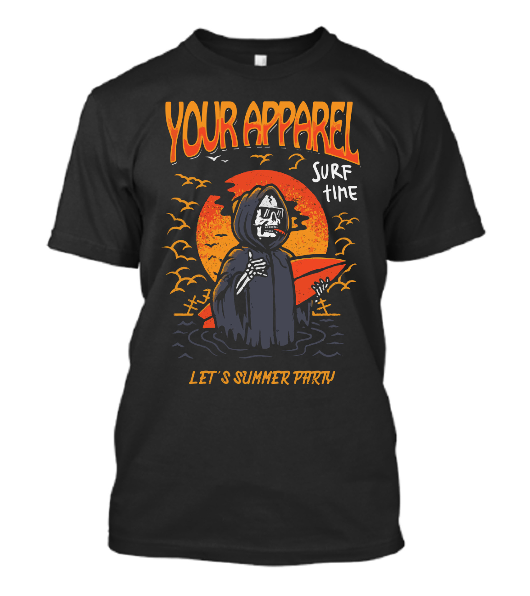 Your Apparel Surf Time Let's Summer Party Goblin Skull T-Shirt