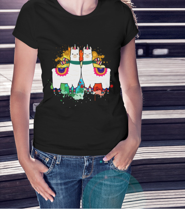 Alpaca Unicorn Unipaca Splash Art Duo T-Shirt