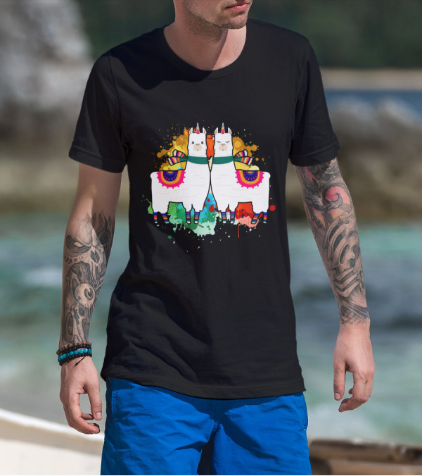 Alpaca Unicorn Unipaca Splash Art Duo T-Shirt
