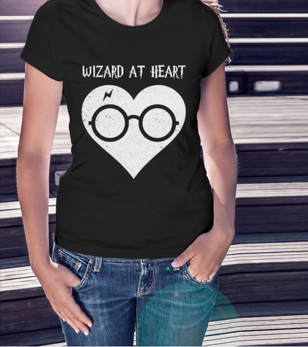 Wizard At Heart Harry Glasses Lightning Bolt Heart T-Shirt