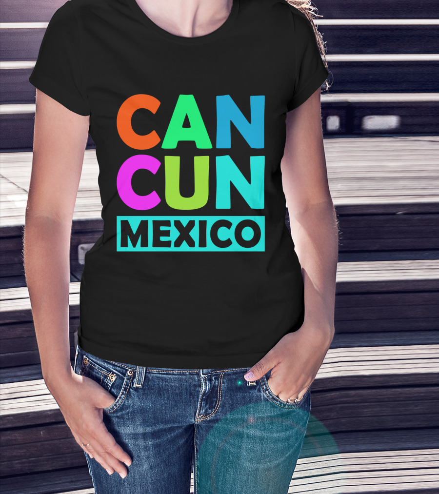 Cancun Mexico Vibrant Block Lettering T-Shirt