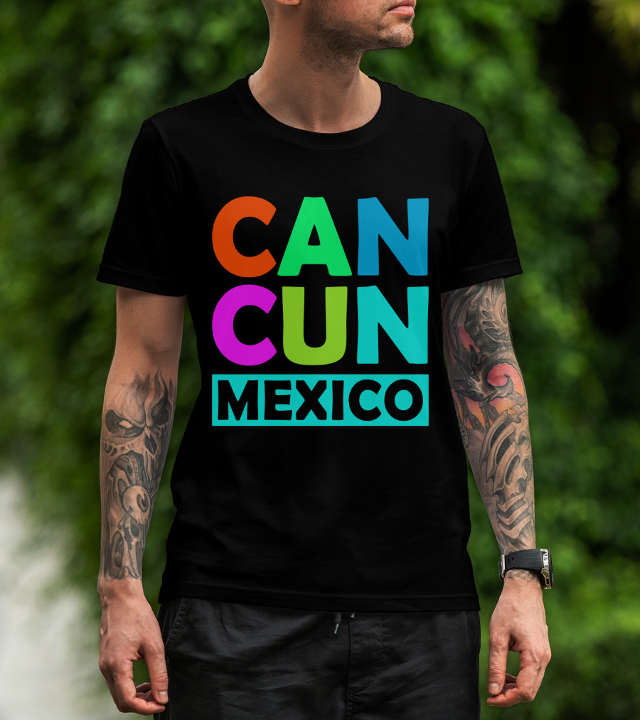 Cancun Mexico Vibrant Block Lettering T-Shirt