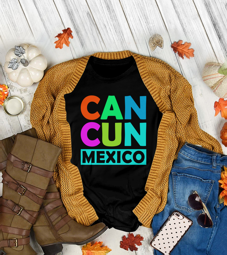 Cancun Mexico Vibrant Block Lettering T-Shirt