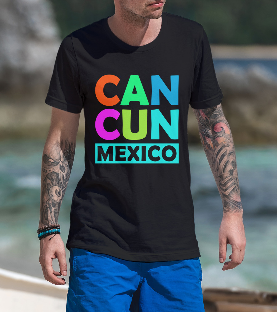 Cancun Mexico Vibrant Block Lettering T-Shirt