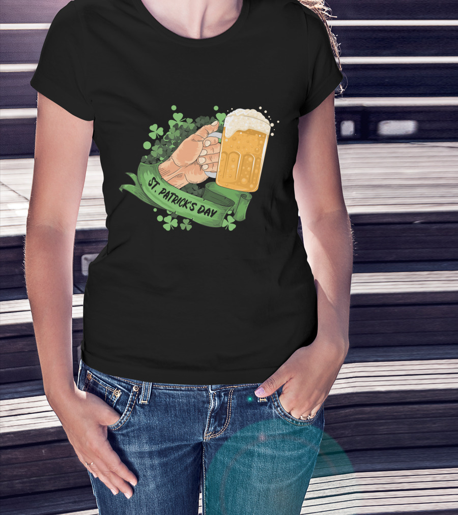 St Patrick's Day Big Beer With Shamrocks And Banner T-Shirt