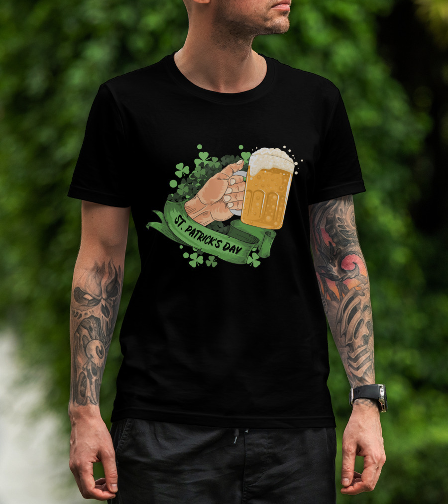 St Patrick's Day Big Beer With Shamrocks And Banner T-Shirt