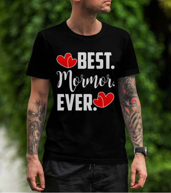 BEST MORMOR EVER Red Hearts T-Shirt