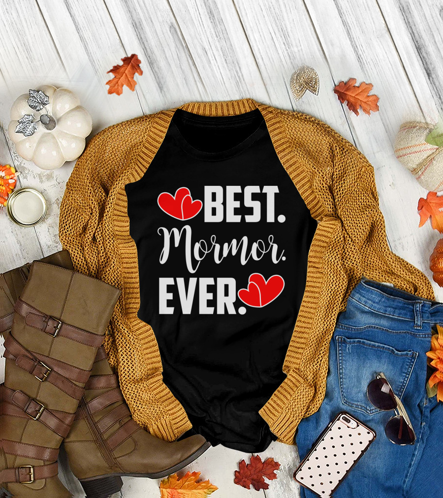 BEST MORMOR EVER Red Hearts T-Shirt