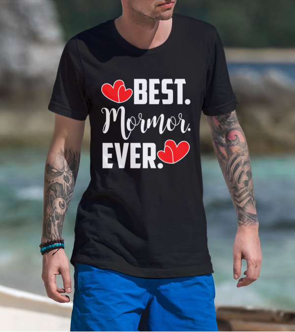 BEST MORMOR EVER Red Hearts T-Shirt