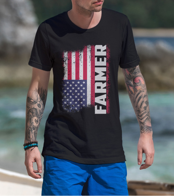 FARMER USA Flag American T-Shirt