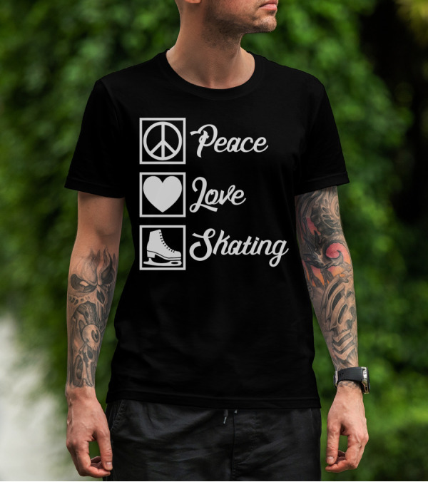 Peace Love Skating Peace Heart Ice Skates T-Shirt
