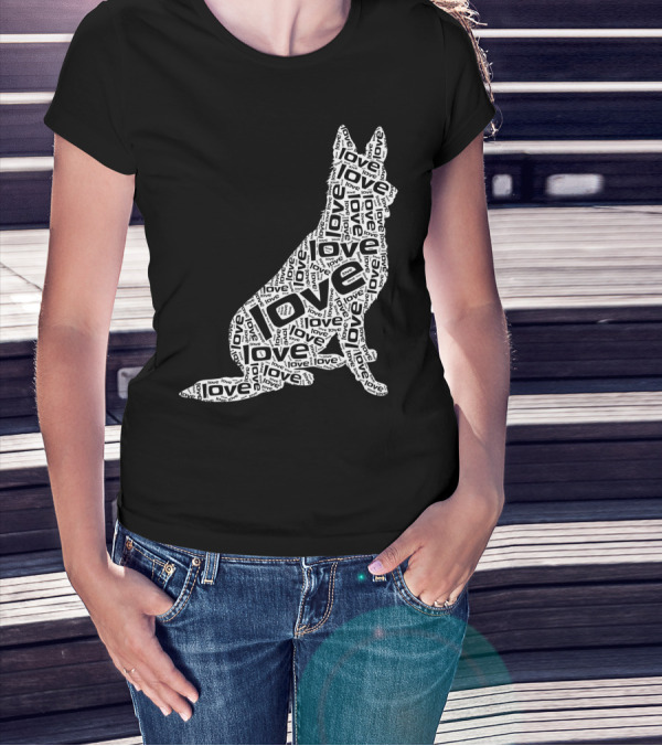German Shepherd Love Word Art Dog T-Shirt