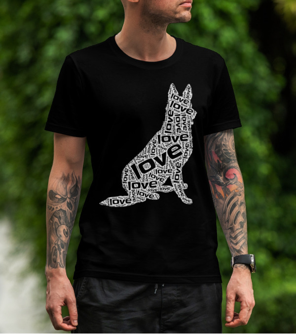 German Shepherd Love Word Art Dog T-Shirt