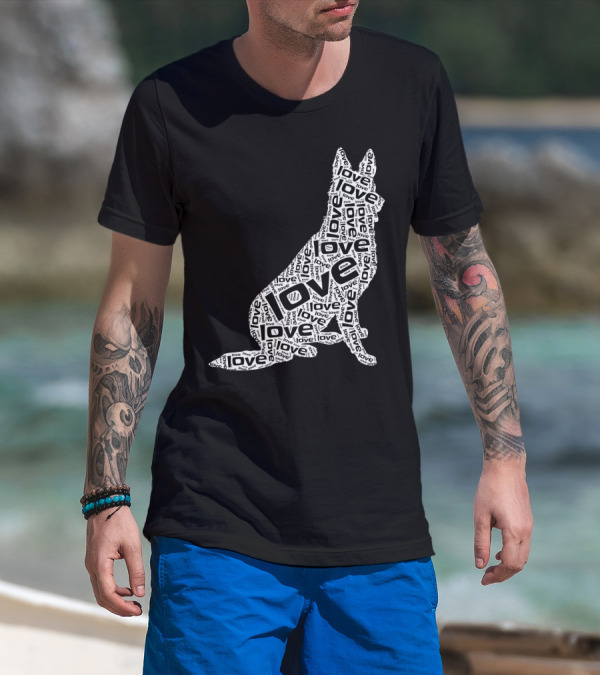 German Shepherd Love Word Art Dog T-Shirt
