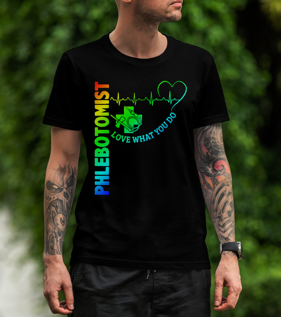 Phlebotomist Love What You Do Heartbeat Iconic Medical T-Shirt
