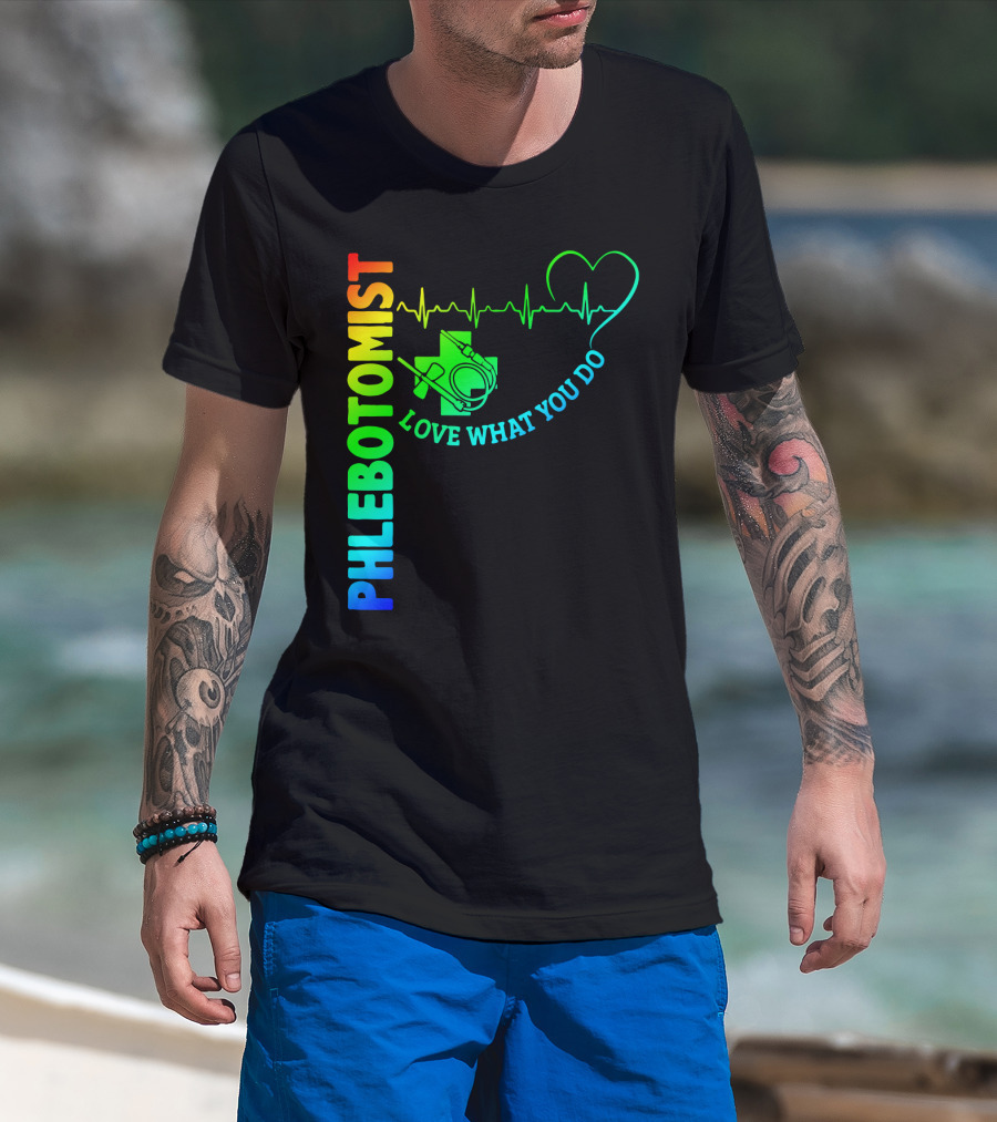Phlebotomist Love What You Do Heartbeat Iconic Medical T-Shirt