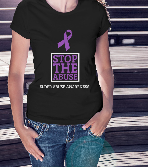 Stop The Abuse Elder Abuse Awareness Purple T-Shirt