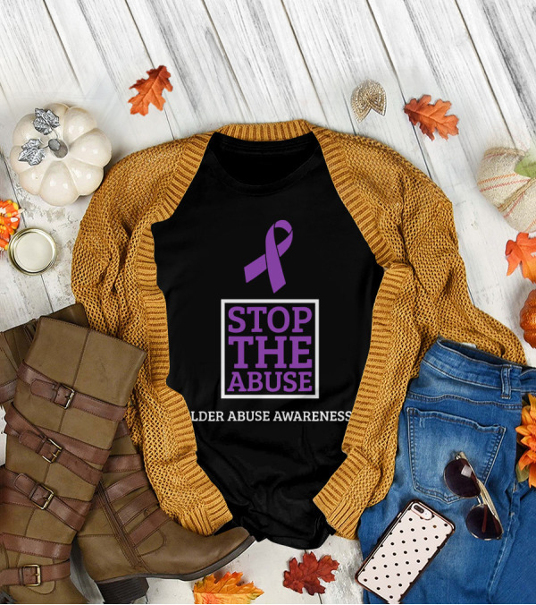 Stop The Abuse Elder Abuse Awareness Purple T-Shirt