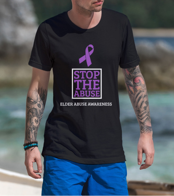 Stop The Abuse Elder Abuse Awareness Purple T-Shirt
