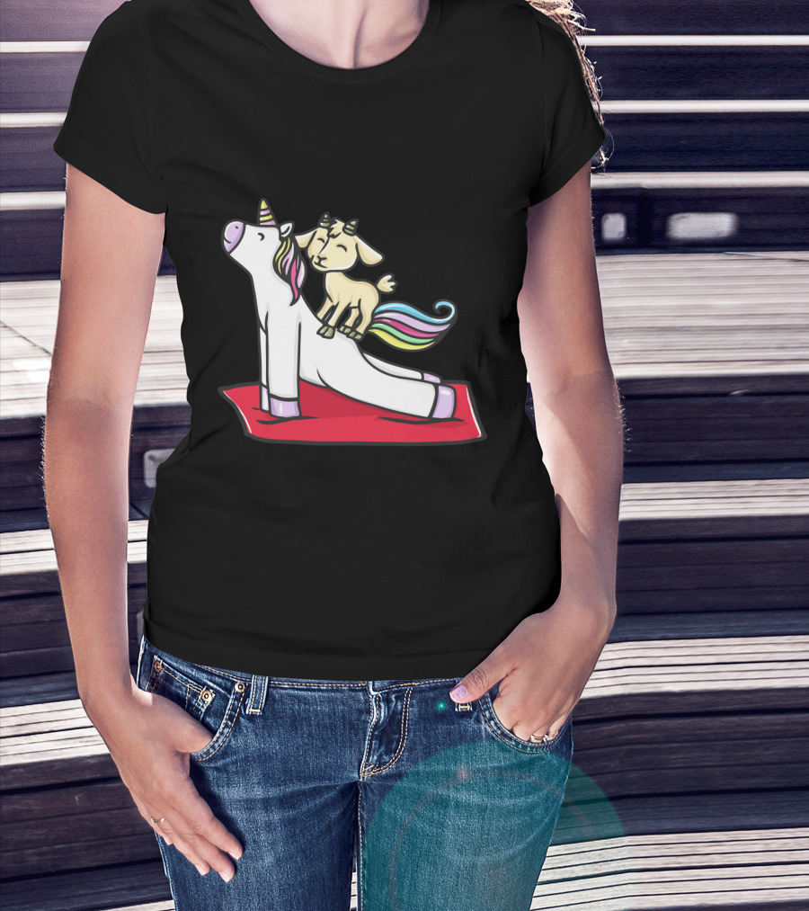 Funny Goat Balancing On Yoga Pose Unicorn T-Shirt