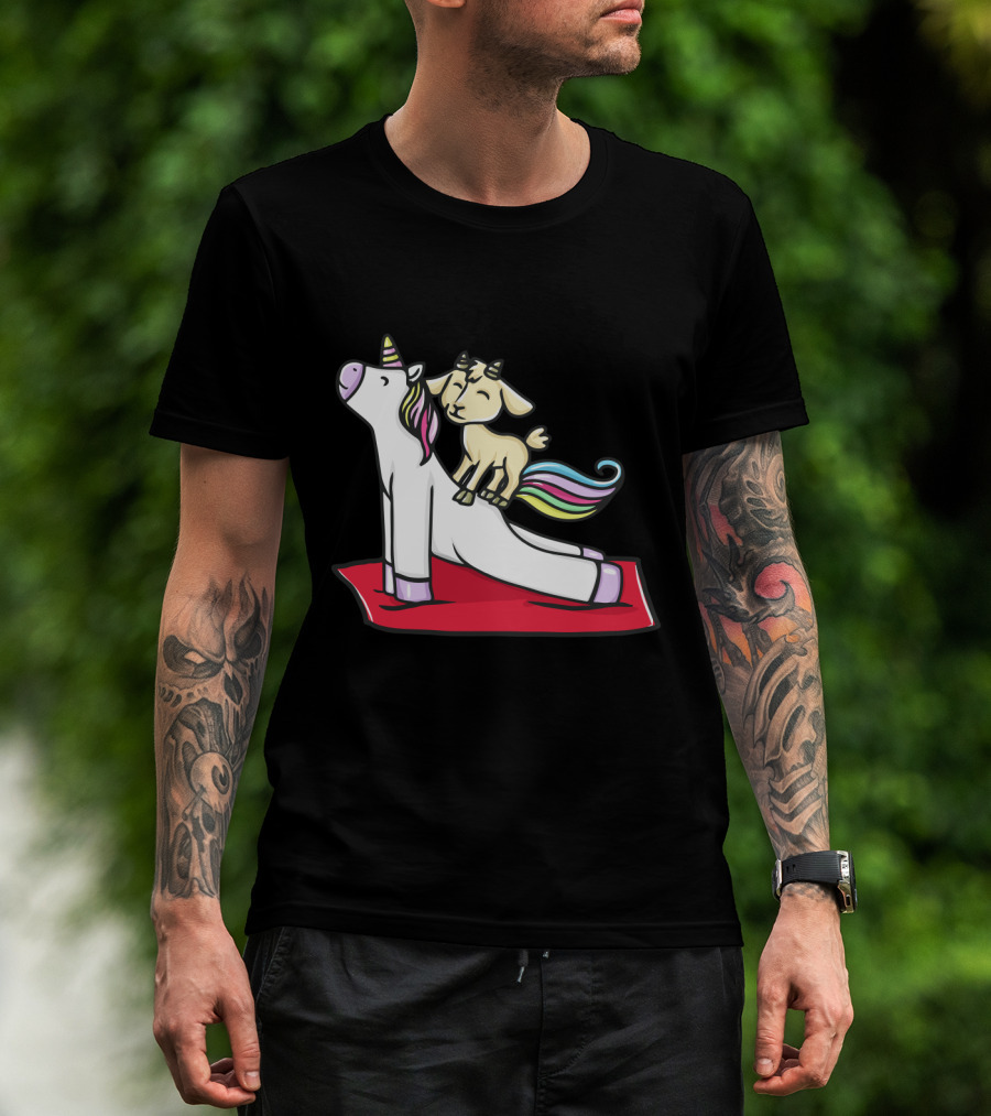 Funny Goat Balancing On Yoga Pose Unicorn T-Shirt